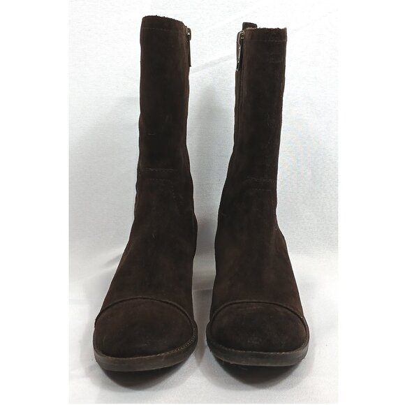 Jessica Simpson Dark Chocolate Brown Mid Calf Suede Leather Boots EUC - Picture 4 of 7